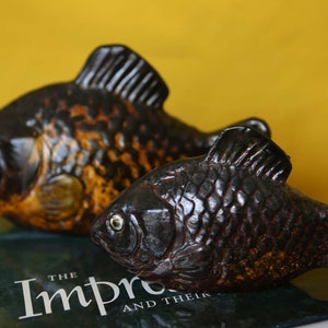 Two Ceramic Fish Figurines Carp Figurines Handcrafted Pottery Home Decor Beach House