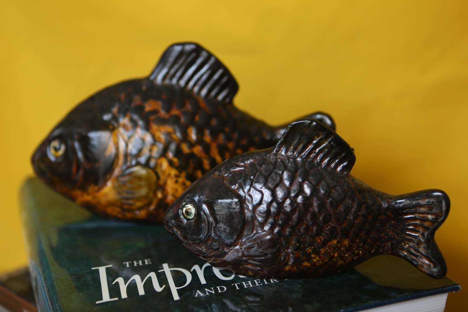 Two Ceramic Fish Figurines Carp Figurines Handcrafted Pottery Etsy UK
