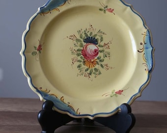 Vintage dipinto a mano italiano piatto in ceramica country chic wall display realizzato artigianalmente ceramica italiana