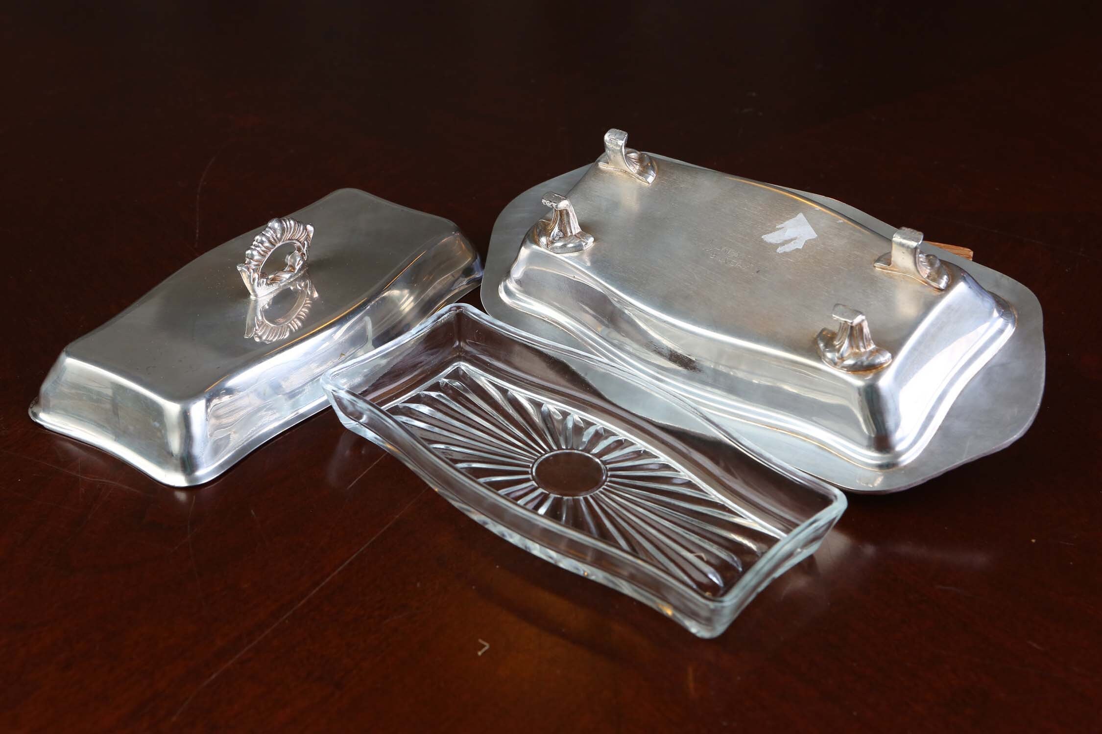 Lancaster Silver Co Butter Dish Glass Liner Silver Plated Etsy