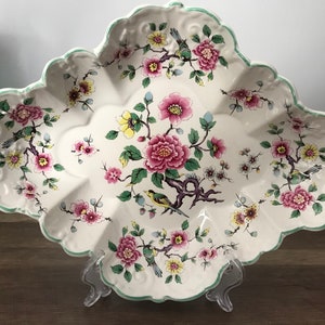 Vintage Old Foley James Kent LTD Staffordshire England Scallop Bowl Chinese Rose
