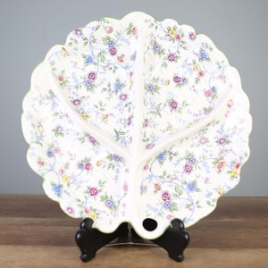 Vintage Andrea By Sadek Divided Dish Platter Server Corona Chintz Made In Japan