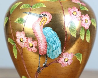 Gold Ginger Jar Este Ceramiche Porcelain Made in Italy Hand Painted Collectible Vase Home Decor