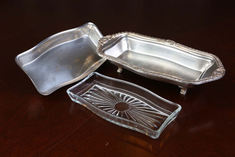 Lancaster Silver Co Butter Dish Glass Liner Silver Plated Etsy