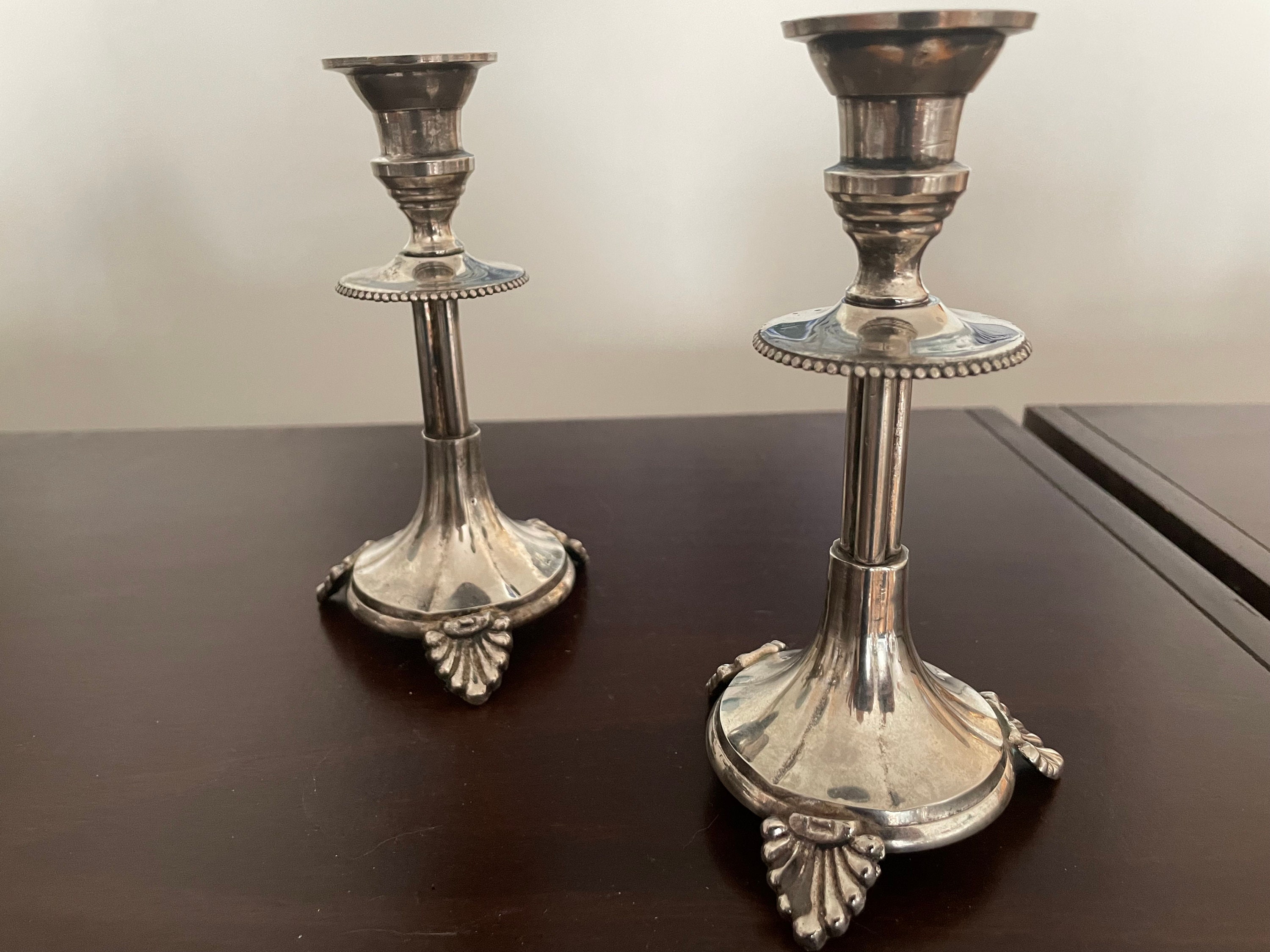 アンティーク シルバー メッキ キャンドルホルダー 脚付きキャンドル