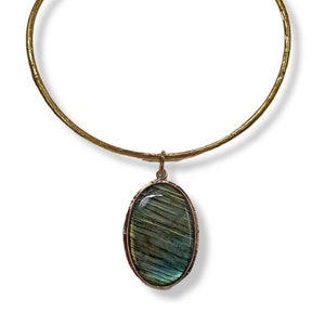 Labradoriet Hanger, Decoratieve Labradoriet Choker, Labradoriet Ketting, Statement Hals Sieraden