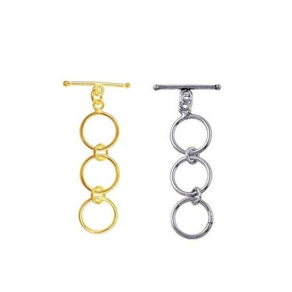 16mm 18K Gold Overlay Adjustable Toggle, Silver Overlay Adjustable Toggle 16MM