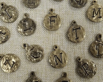 Initial Charms, Alphabet Charms, Brass Charms with Initials, Handmade, Engraved Initial Charms