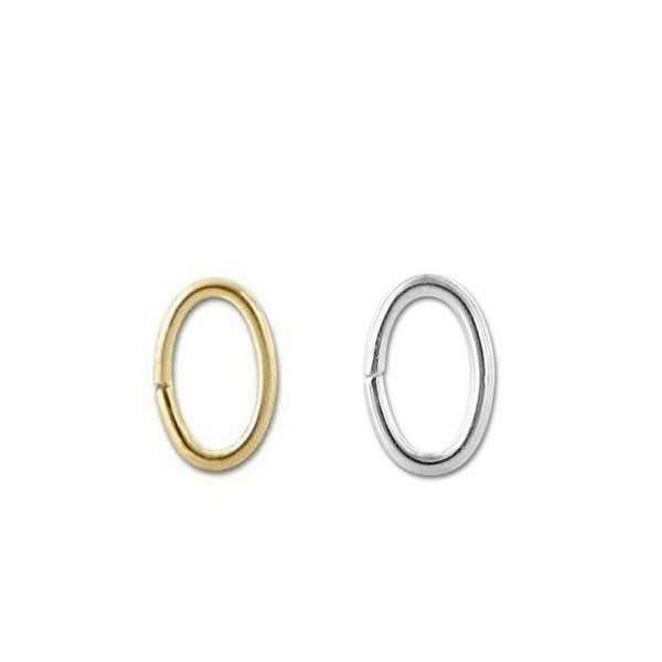 4x3mm, 5x4mm, 6x5mm 18 K Gold Overlay Oval Open Jump Ring, 4x3mm, 5x4mm, 6x5mm Silver Overlay Oval Open Jump Ring