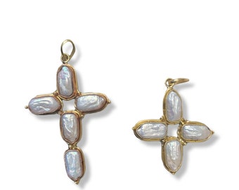 Mother of Pearl Cross pendants and charms, Statement charms