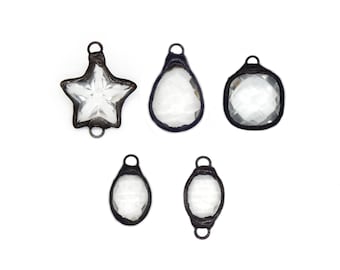 Soldered Crystal Pendants | Gemstone Pendants with Soldered Gunmetal Edging