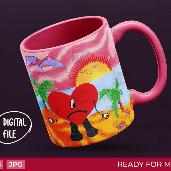 Bad Bunny Png Un Verano Sin Ti Mug Digital Download File Sublimation, Mug Wrap Baby Benito, Yonaguni