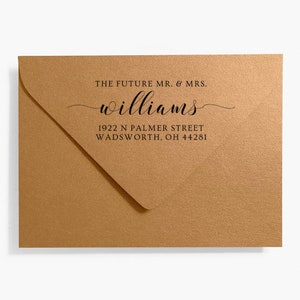 sello de dirección de retorno futuro sr y sra, El futuro Sello de sr. y sra., Sello de dirección personalizado, Sello de dirección de devolución de autotinta, Sello de boda