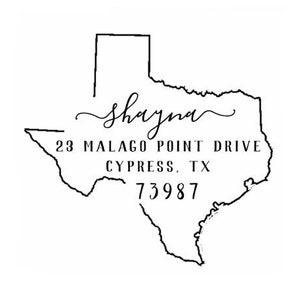 Aangepaste Texas Self Inking Address Stamp, gepersonaliseerde Texas Return Address Stamp, State Stamps