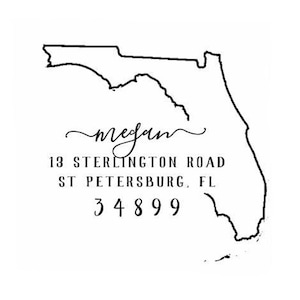 Timbro personalizzato dell'indirizzo dell'autoinchio della Florida, timbro dello stato personalizzato, timbro personalizzato dell'indirizzo di ritorno della Florida