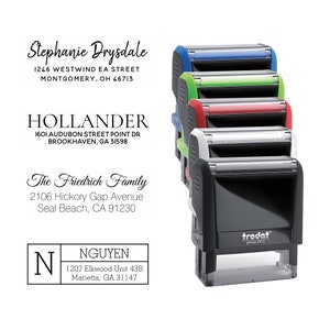 Indirizzo Timbro Personalizza inchiostro autonomo, Timbro autoinchiogenante, Timbro indirizzo personalizzato, Indirizzo di ritorno personalizzato, 5 colori del dispositivo di timbro