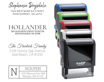 Address Stamp Personalize Self ink, Self-Inking Stamp, Custom Address Stamp, Personalized Return Address, 5 Stamp Device Colors