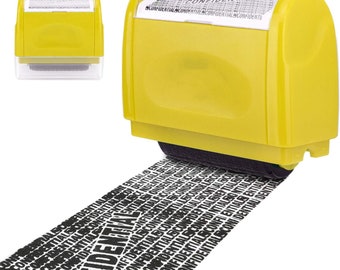 Vantamo Identity Theft Protection Roller Stamp For Hiding Sensitive Information, Wide Confidential Stamp With 6 Ink Refill, Security Stamp Roller For
