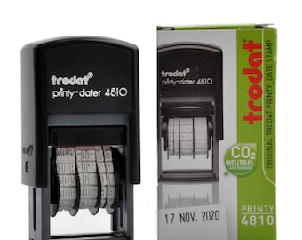 Trodat Printy Fechador 4850 Sello De Fecha, Con 2 Farbigem Cojín Azul/Rojo + Texto A Elegir, Color WARENAUSGANG