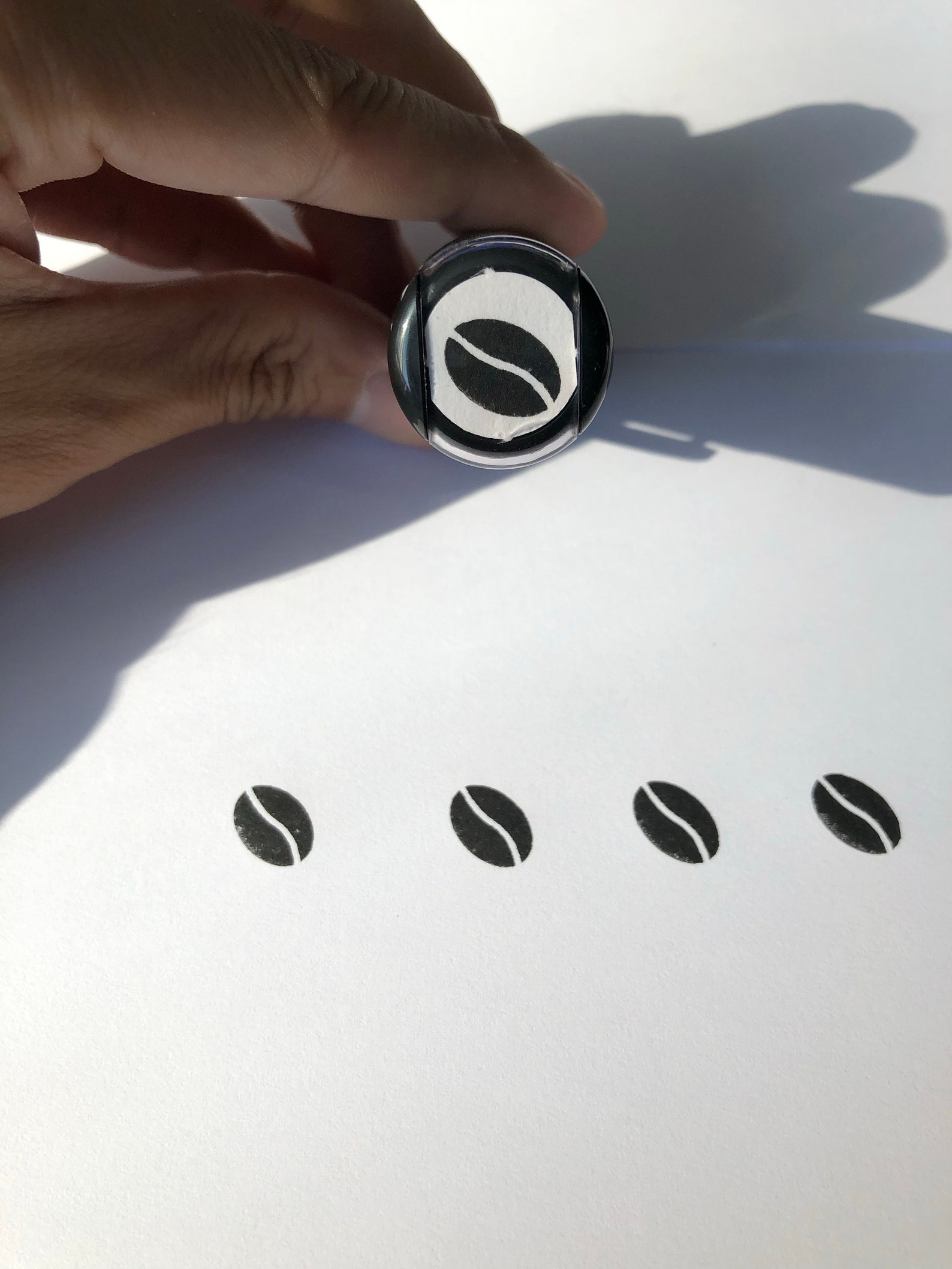 Coffee Bean Self Inking Stamp, Coffee Bean Rubber Stamp - Etsy