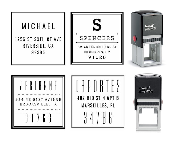 ADDRESS STAMP PERSONALIZE, Square Monogram Custom Stamp, Self