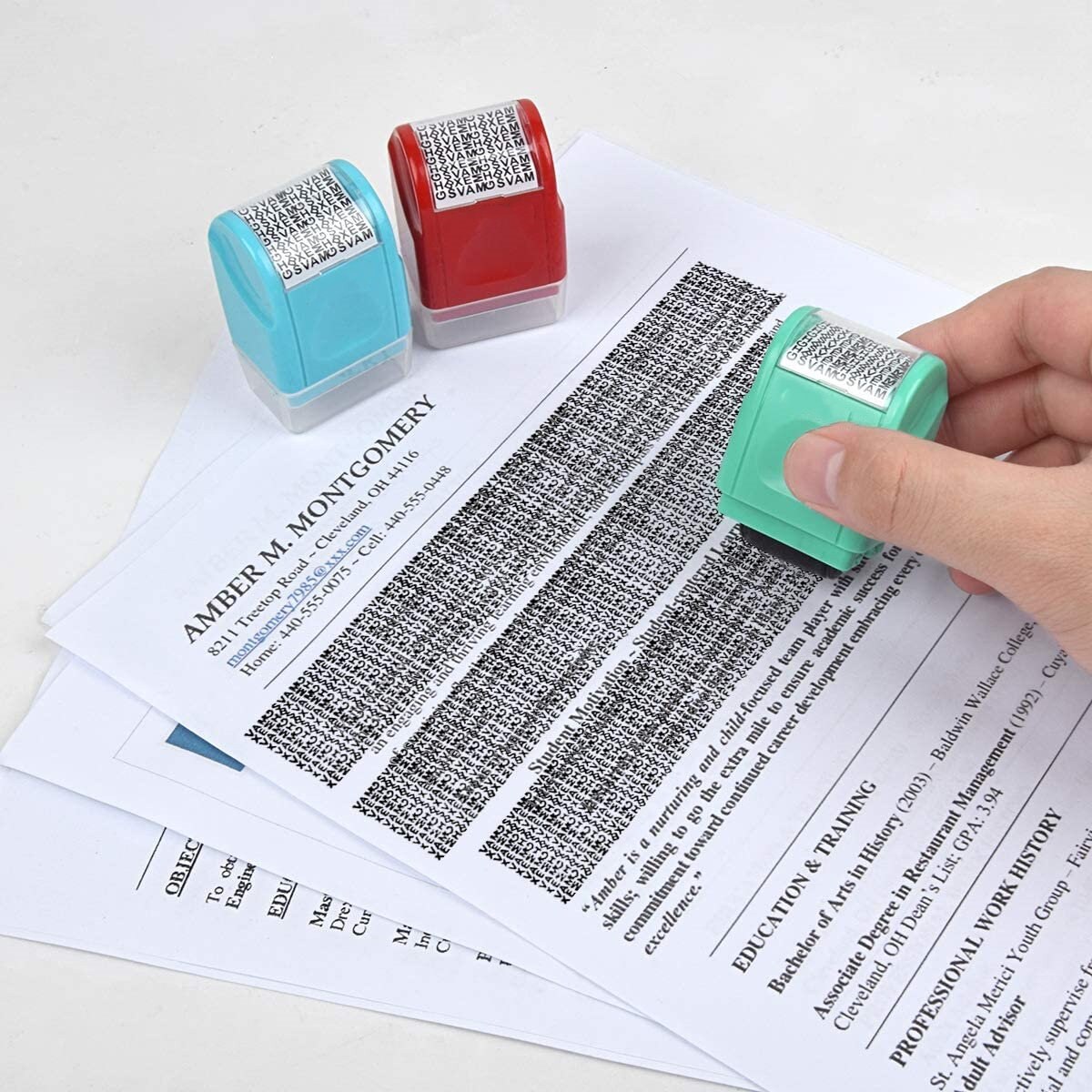 Identity Theft Protection Roller Stamp - Designed for Secure
