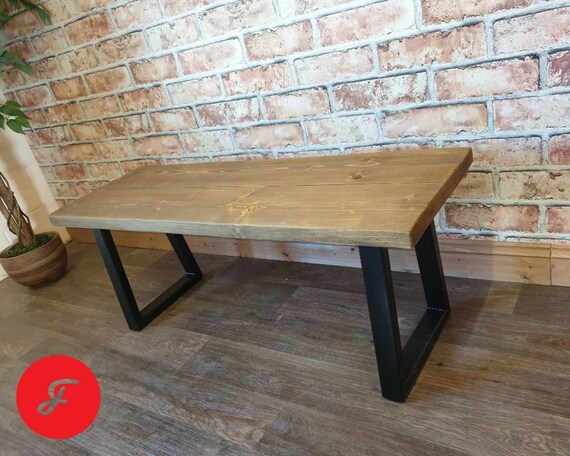 Industrial Trapezium Style Bench With Metal Legs And Reclaimed Etsy