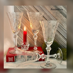 Tiffin Franciscan Cerice Water Glasses / Tiffin Cerice Water Goblets / Cerice Water Glasses / Cerice Tiffin Franciscan Water Glasses - 4