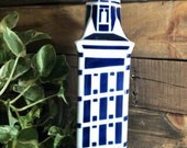 Vintage SARGADELOS Blue and white Authentic signed vase liquor holder Free Ship