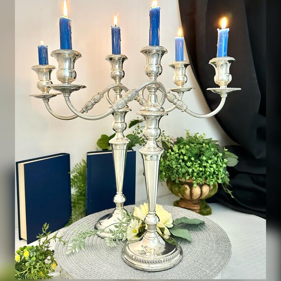 Sterling Silver Candelabras / Frank Whiting Georgian Shell Silver Candle Holders / Vintage Sterling Table Decor / Sterling Candelabra Pair