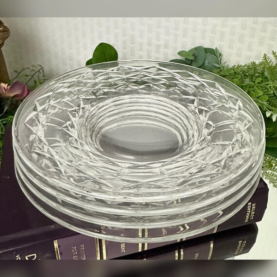 Royal Leerdam Netherlands Regal Glass Salad Plates / Royal Leerdam Cut Glass Plates / Vintage Cut Glass Plates / 4 Luncheon Glass Plates