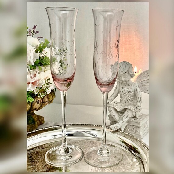 Lenox Heather Pink Champagne Flutes Set 2 Replacement Glass