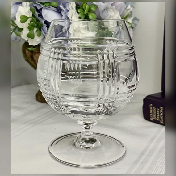Ralph Lauren Glen Plaid Brandy Glass /  Lauren Glen Plaid Crystal Cognac Glass / Vintage Lauren Large Brandy Glass / Large Glen Plaid Brandy