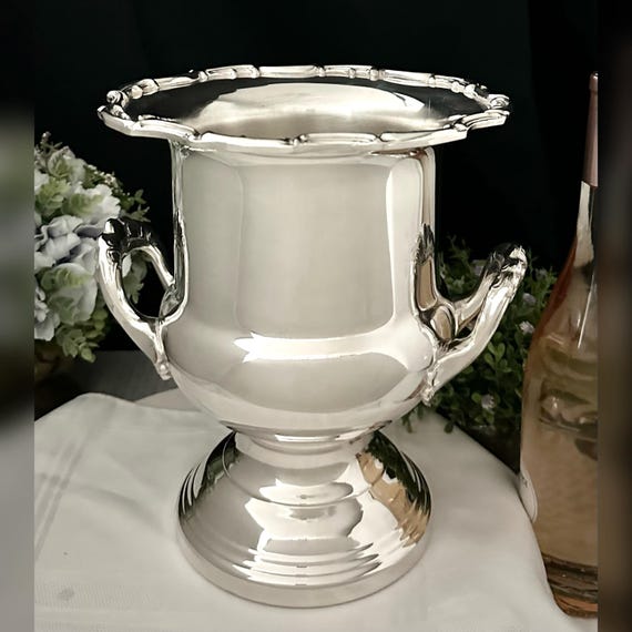 Leonard Silver Plated Champagne Bucket / Vintage Silver Plated Ice Bucket / Silver Flower Vase / Silver Plated Wine Cooler  / Trophy Urn