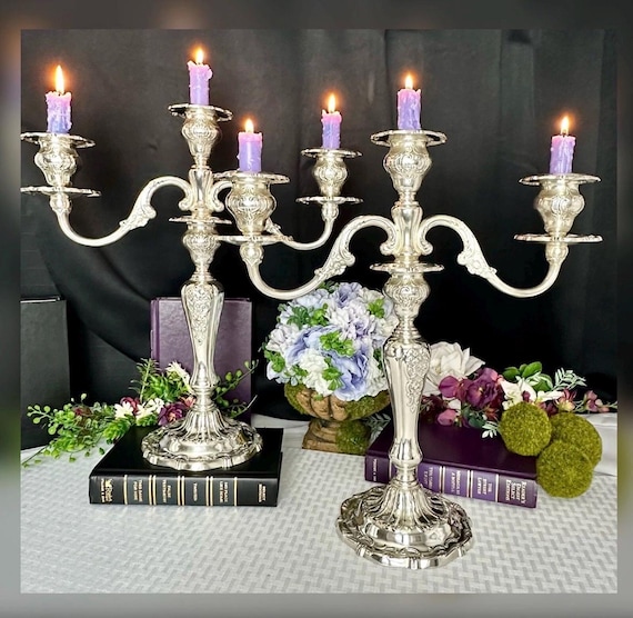 Sterling Gorham Louis XV Candelabras /  Louis XV Sterling Candle Holders / Vintage Gorham Sterling Centerpiece Candle Holders / Candelabras