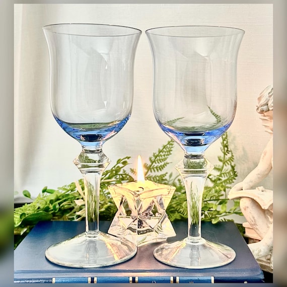 Denby Aurora Light Blue Wine Glass Pair Hand Blown Replacement