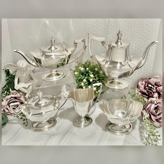 Antique Gorham Plymouth Sterling Silver Tea Set 5 Piece No Monogram