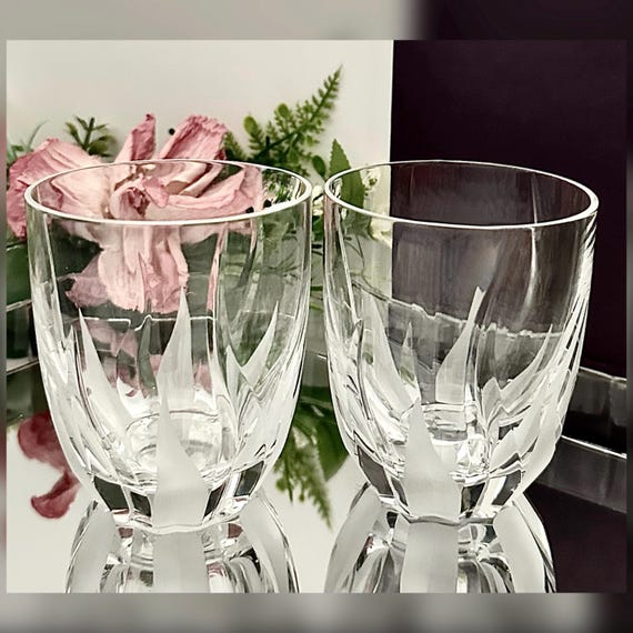 Mikasa Flame D'Amore Double Old Fashioned Glasses Pair Crystal Slovenia DOF