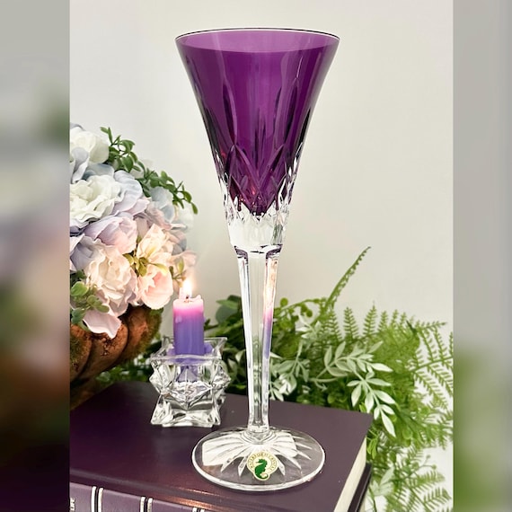 Waterford Lismore Amethyst Champagne Flute / Waterford Purple Fluted Champagne Glass / Amethyst Waterford Toasting Champagne Glass