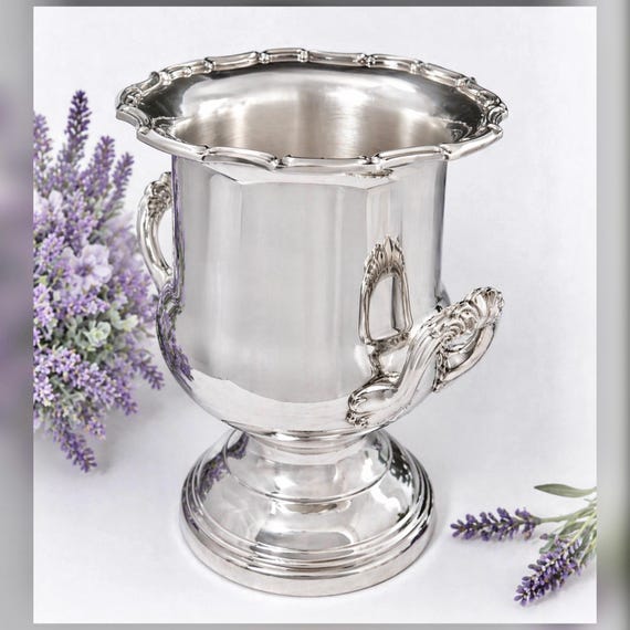 Leonard Champagne Bucket Silver Plated Wine Cooler Silverplated Bar Cart Decor