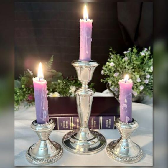 Sterling Silver Candle Holders / Vintage Console Candlesticks / Sterling Silver Taper Candlesticks / Console Sterling Silver Candlesticks