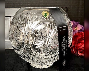【廃盤】英国製　STUART スチュワートクリスタル　ローズボウル　花器 Vintage Stuart Crystal Glass Fuchsia Pattern Rose Bowl