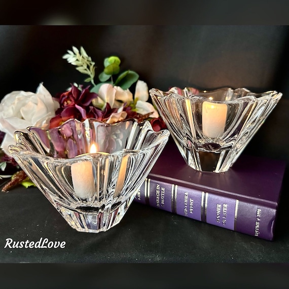 Crystal Orrefors Orion Candle Holders / Glass Orrefors Bowls / Etched "Neiman Marcus" Bowls / Orion Candle Holders / Orrefors Tea Lights