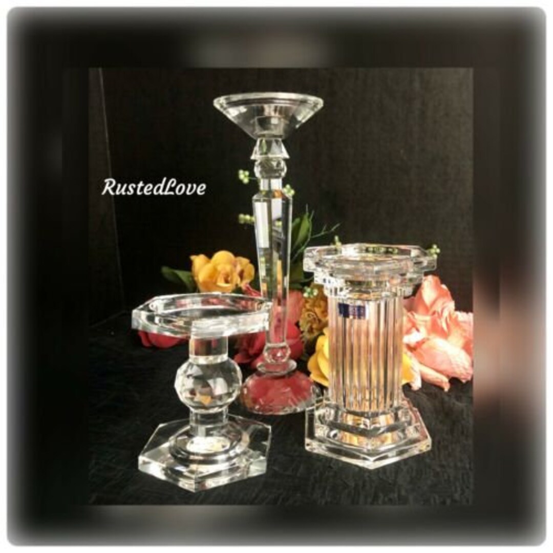 Vintage Crystal Candle Holders / Waterford Marquis / Pillar Crystal