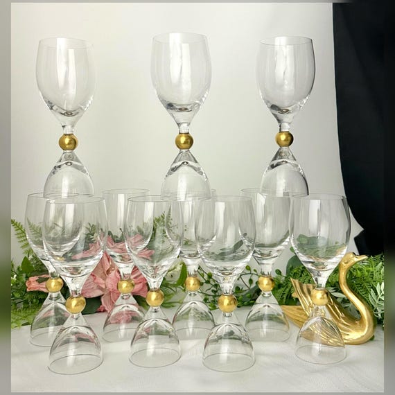Rosenthal Magic Flute Wine Glasses / Rosenthal  Gilt 24K Orb Sudio Line Wine Glasses / Made in Germany / Magic Flute DISCOUNTED Glasses - 10