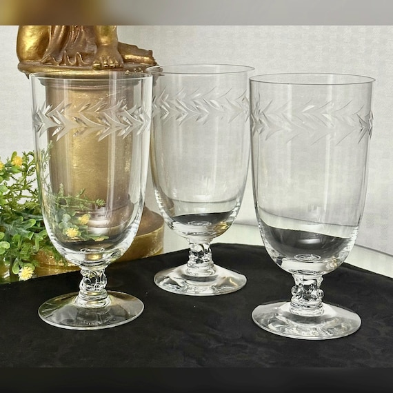 Fostoria Holly Clear Ice Tea Glasses / Vintage Fostoria Ice Tea Glasses / Holly Clear Ice Tea Glasses / Fostoria Holly Clear Glasses / 3