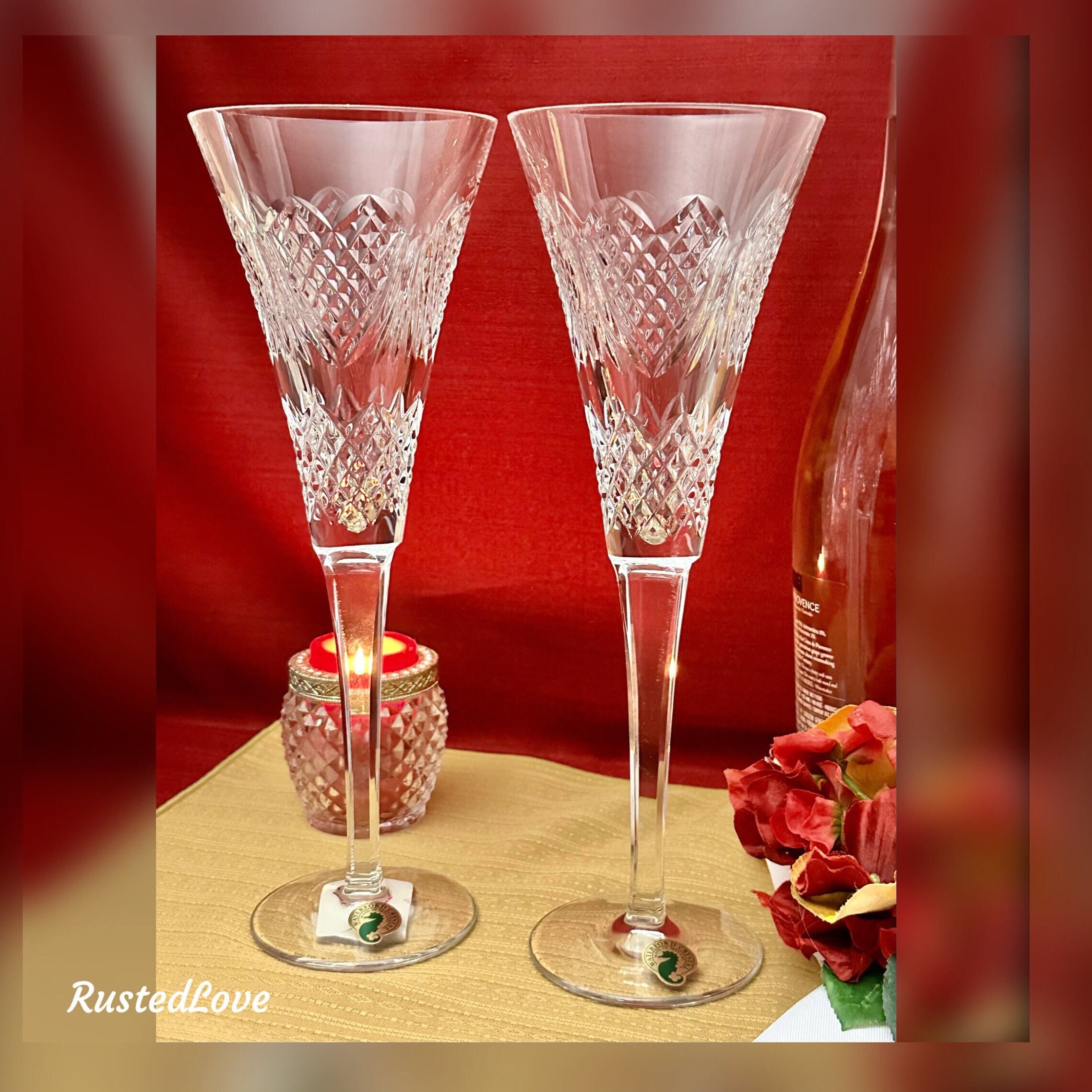 Waterford Crystal Champagne Glasses / Toasting Champagne Flutes / Waterford  Heirloom Champagne Glasses / Wedding Hearts Glasses / Pair -  Israel