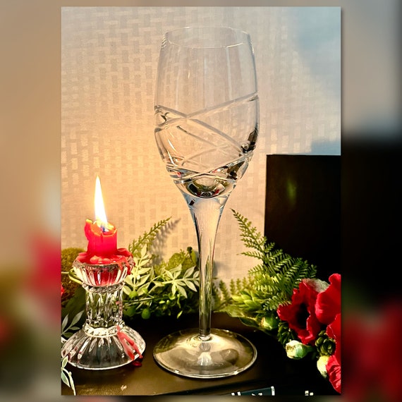Edinburgh Eclipse Water Goblet / Edinburgh Crystal Eclipse Water Glass / Tall Water Goblet / Blown Glass Water Goblet / READ - 1