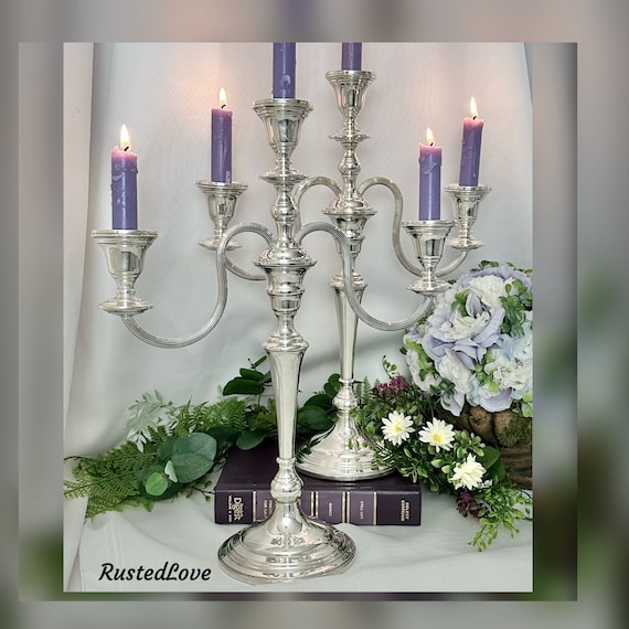 Preisner Sterling Silver Candelabras / Preisner Silver Empire Styled Candelabras / Vintage Preisner Silver Candle Holders / Candlesticks