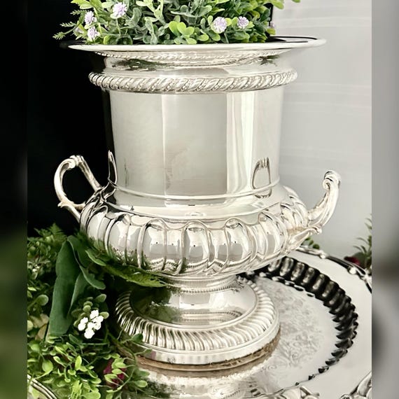 Antique Champagne Bucket Barker Ellis England / Silverplated Champagne Bucket / Silver Plated Antique Wine Chiller / Silver Trophy Urn